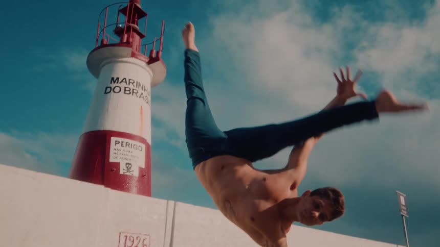 A dancer does a trick