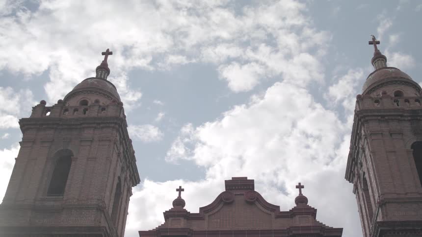Facade of a church with two classical towers