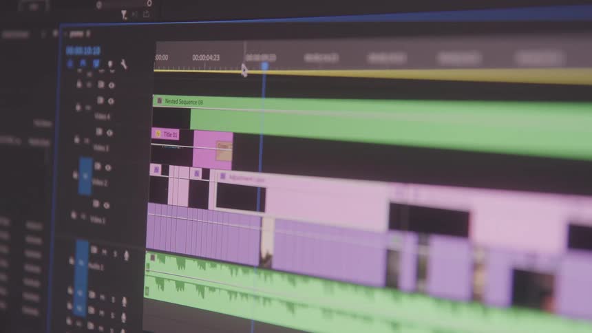 Sound mixing software is on the display screen