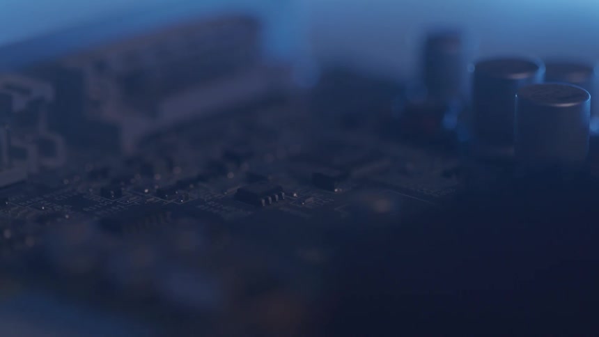 Close up of a circuit components of an electronic device