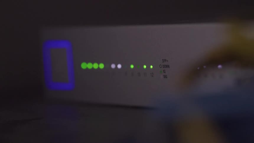 Modem with blinking green lights
