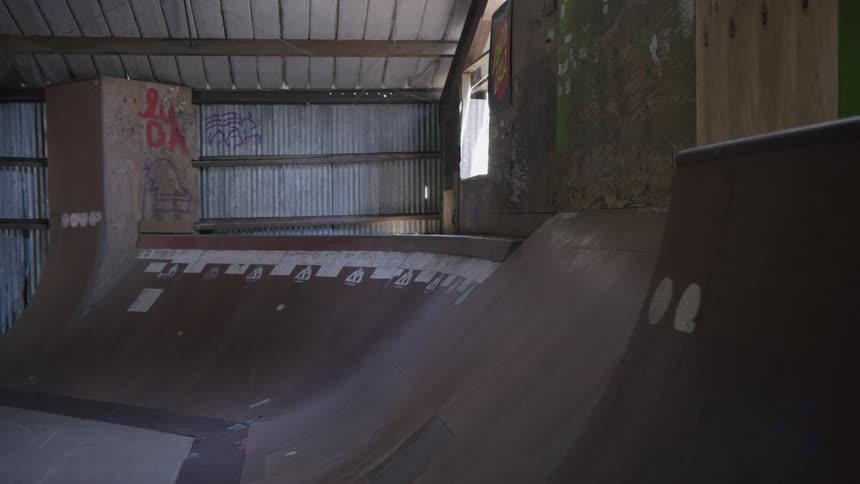 Interior architecture with ramps of a skate park