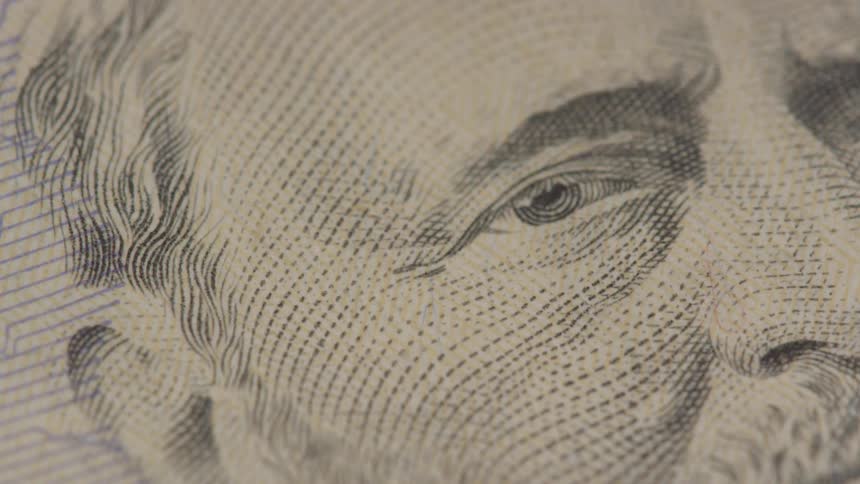 Close up of dollar bills