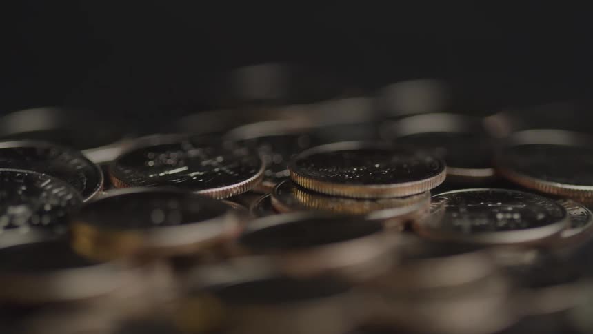 Close up of metal coins