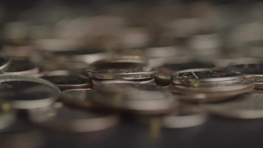 Close up of metal coins