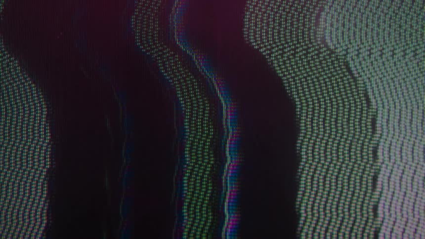 Closeup of a television screen with no signal