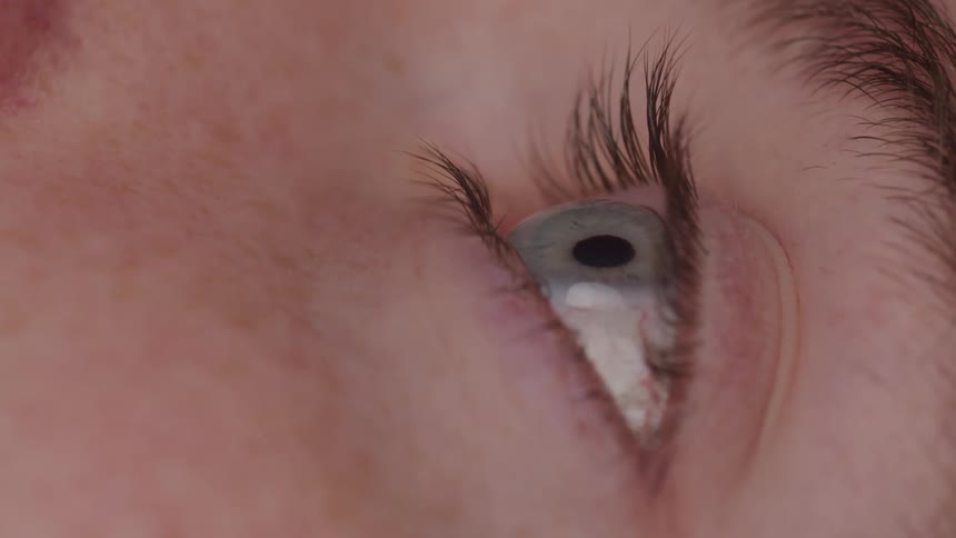 A person blinks in slow motion