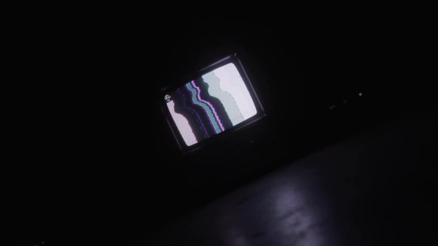 Television in a dark room with no signal