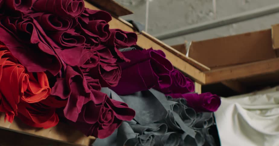 Colorful fabrics in a closet