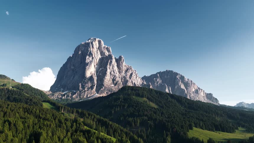 Drone Push-In to Majestic Lone Mountain Surrounded by Forest