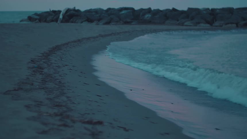 Waves wash up on the shore