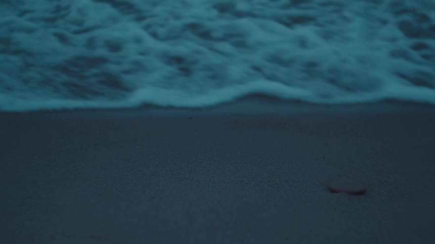 Waves roll in to shore and over the beach