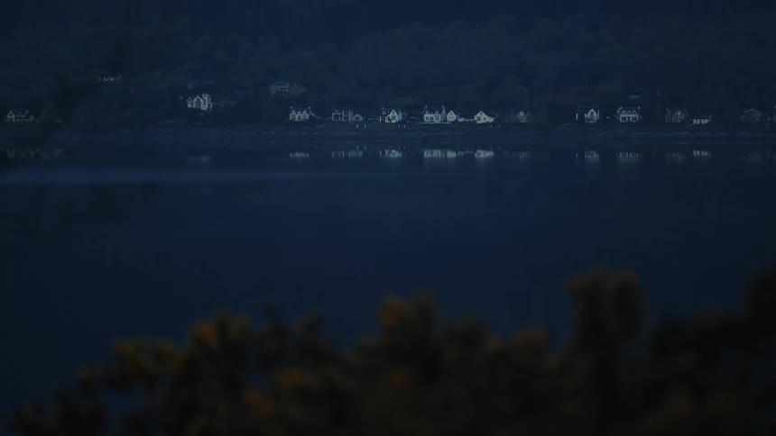 Small houses by the lake