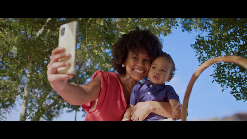 Mother with her little son taking a selfie