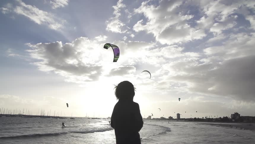 People flying kites