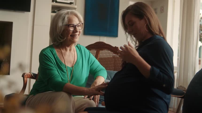 A mother and daughter are having a conversation