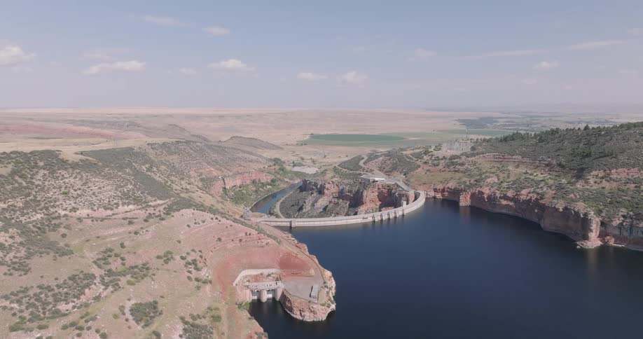 A large dam is on the river