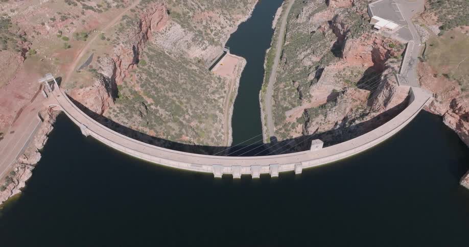 A large dam is blocking the water
