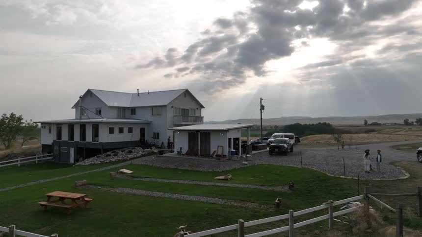 Large house with green area in a rural area