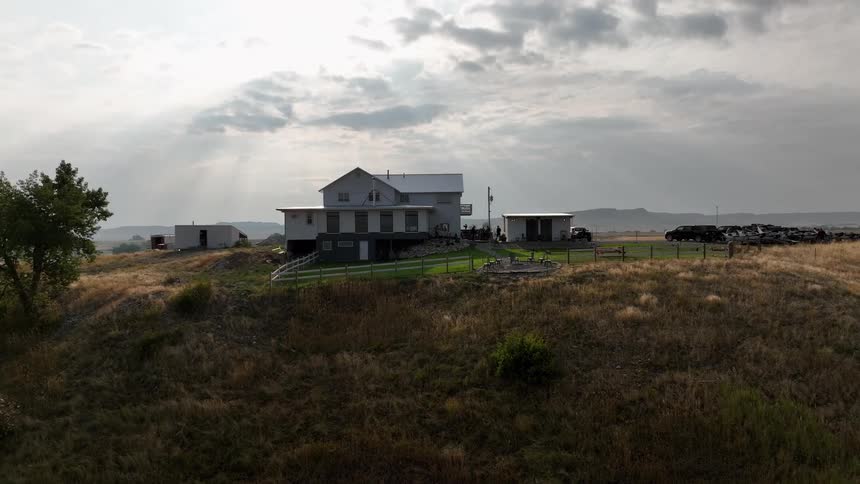 House on a hill in the mountains with rural area