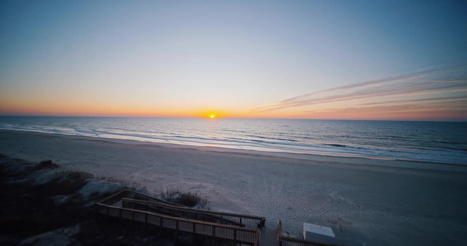 Aerial view of a beach at dawn