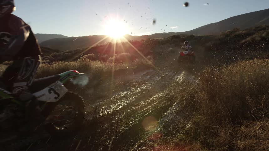 A person riding a dirt bike