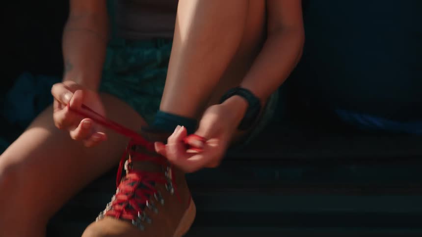 Woman wearing trail running shoes