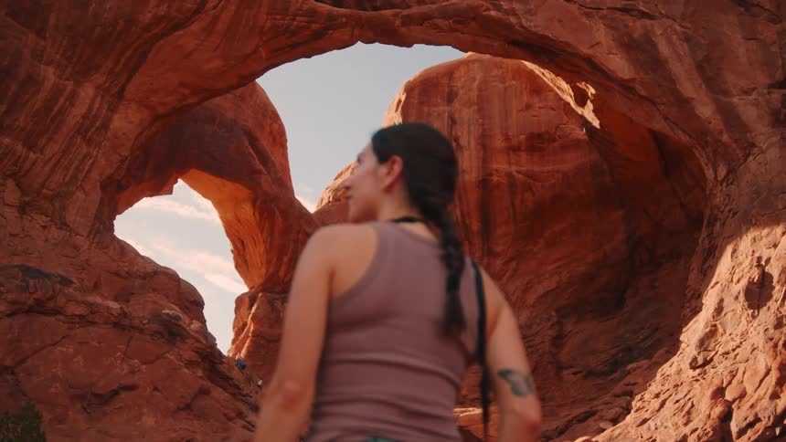 Woman in a natural area with rock formations