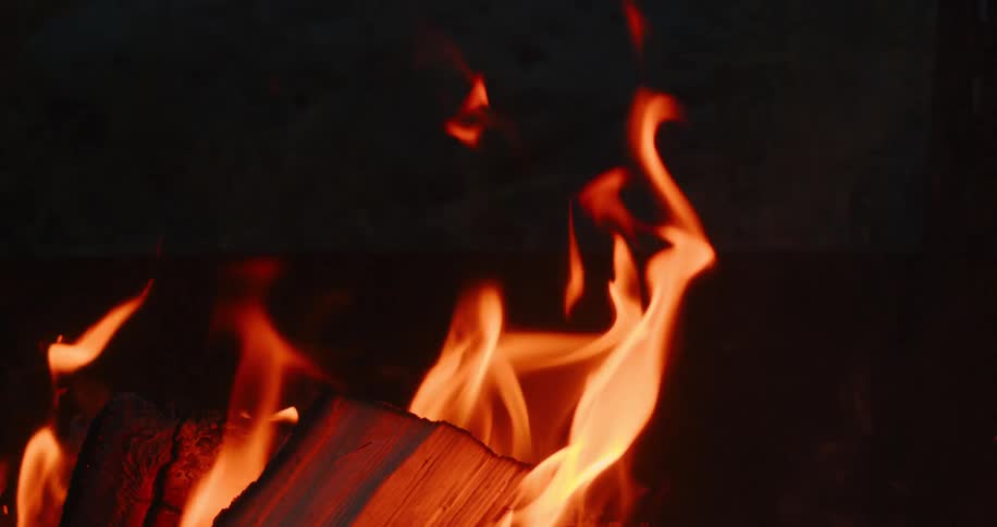 The logs are on fire at night