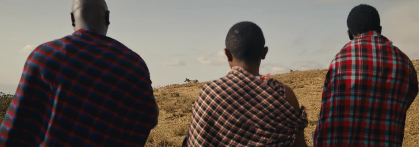 Zebra run in front of the men hiking
