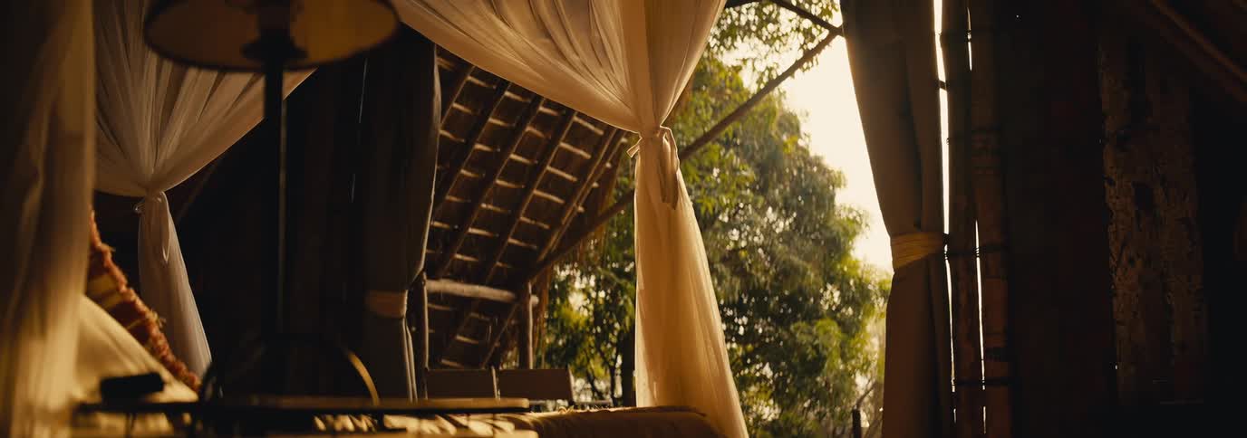 Sunlight shines into the open cabin