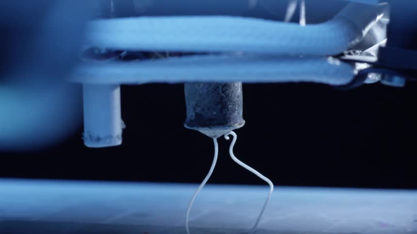 White line coming out of an abstract tube