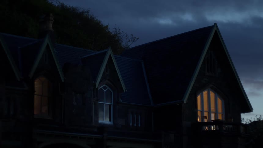 Heavy clouds are above the home