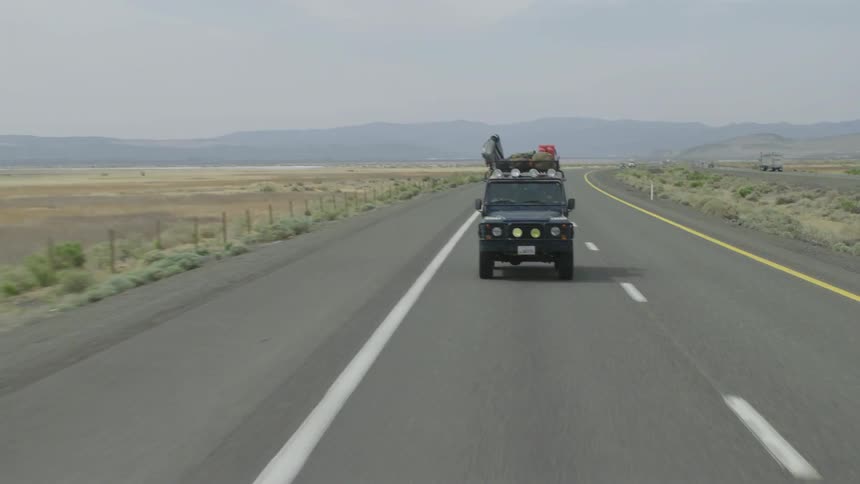 A jeep driving towards the camera