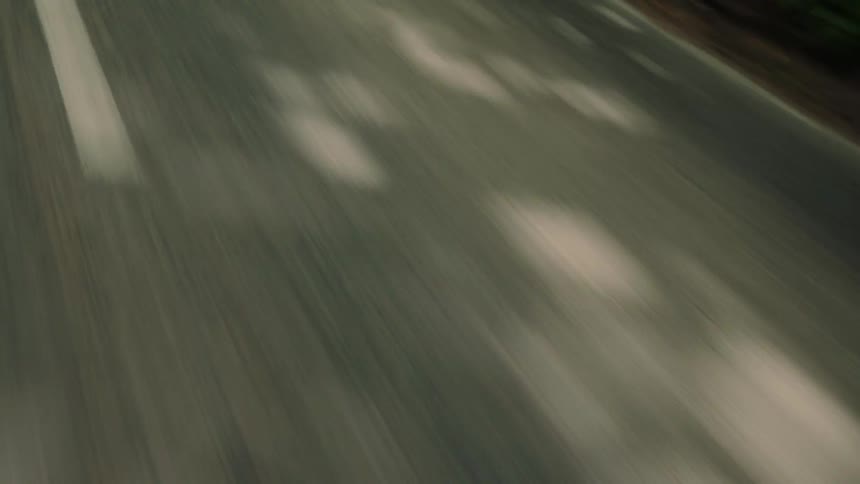 Fast moving over a dappled road