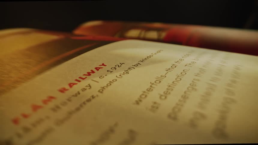 Close up of an open book displaying text