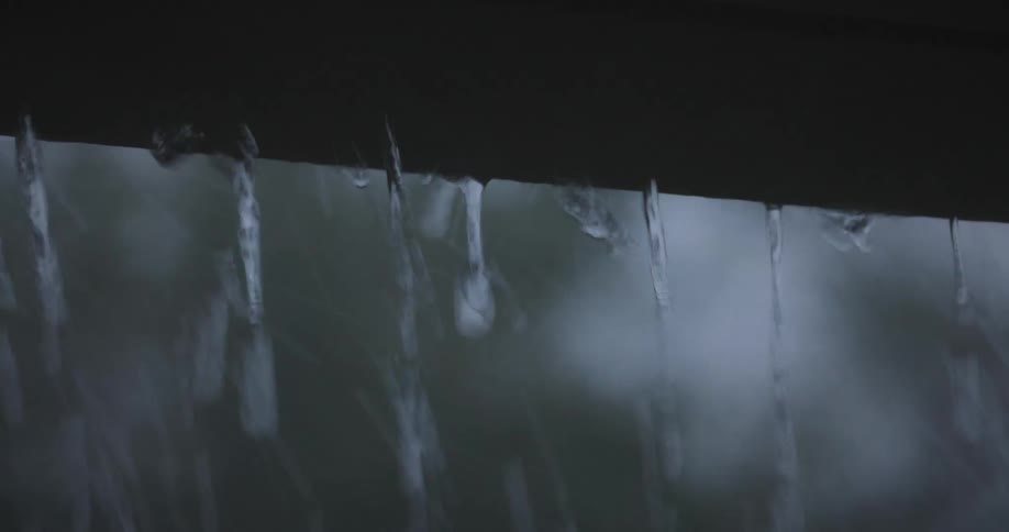 Rain pours during a strong storm