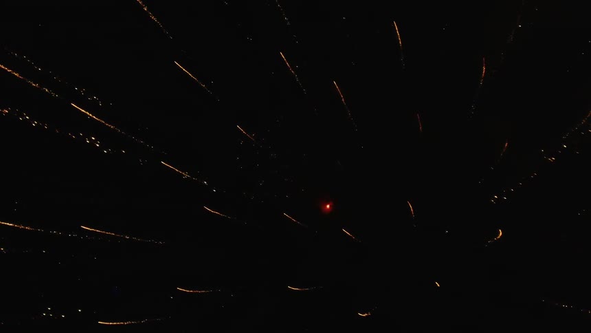Fireworks explode in the dark night sky