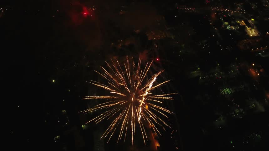 Fireworks over a city