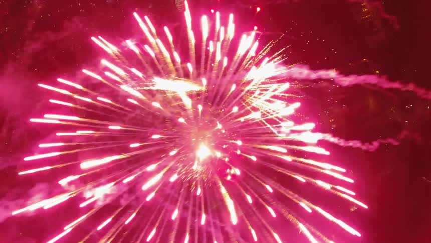 Fireworks explode in the dark night sky