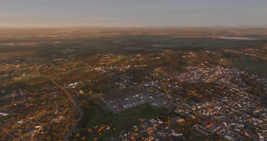The suburbs are on the flat landscape