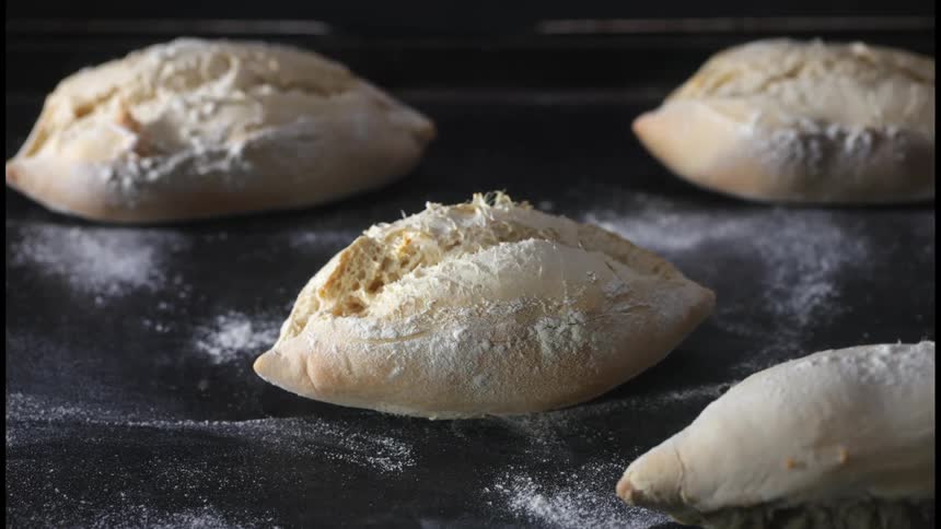 Breads on a griddle being baked