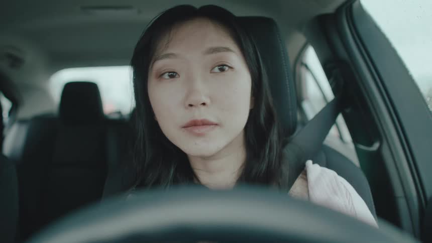 Woman driving a car