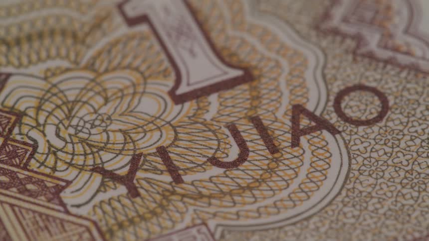 Close up on details of asian money