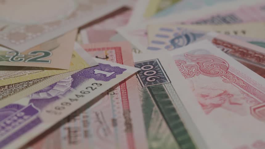 The money stacked together is spinning
