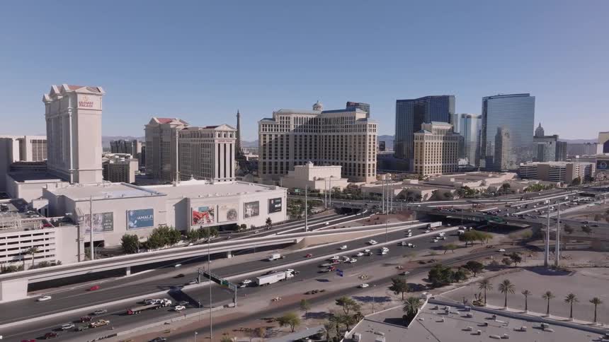 The freeway is packed with traffic in the city