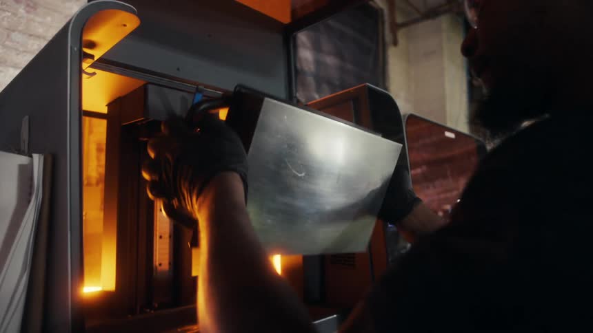 Worker loads the slot in the machine