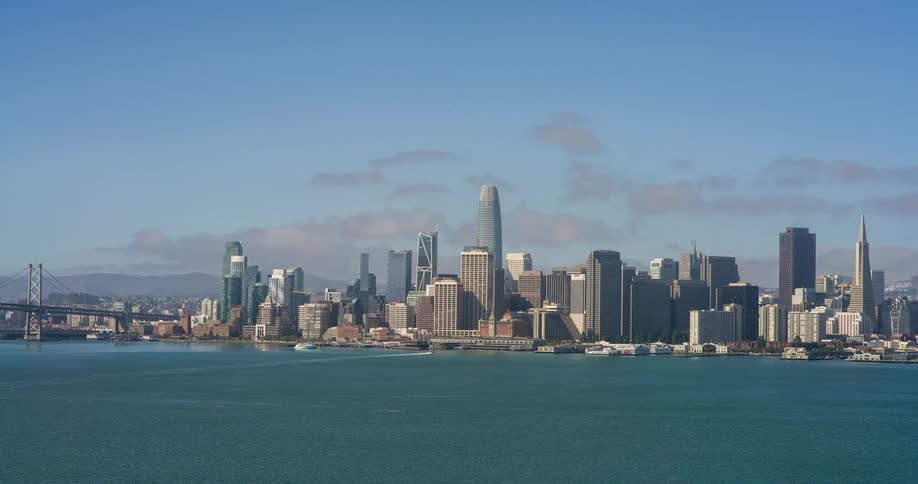 Metropolises with modern skyscrapers by the sea