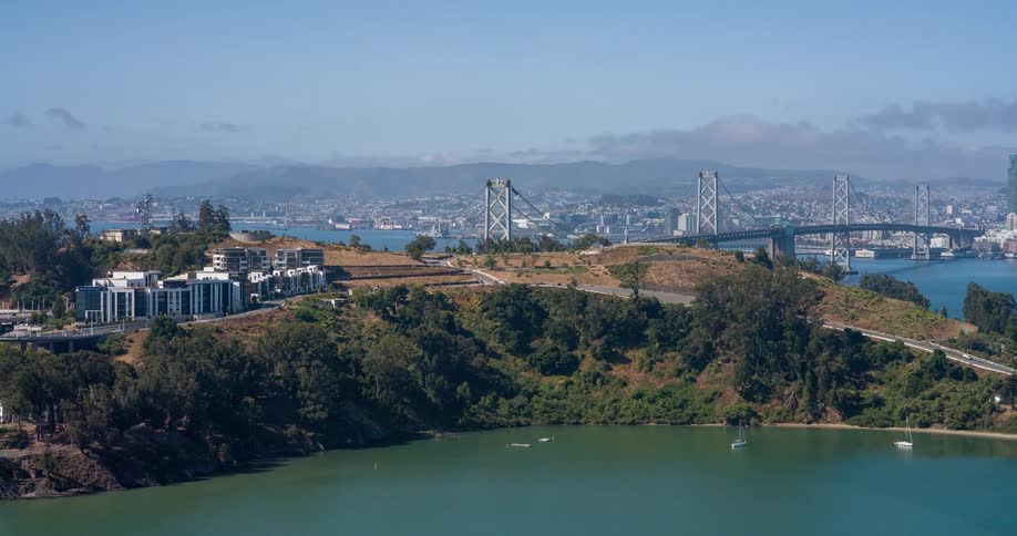 A small island is outside the city