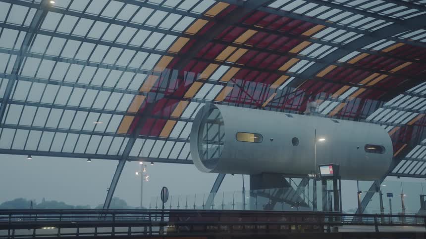 A station has a arched roof